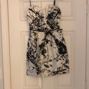 Black and white strapless dress